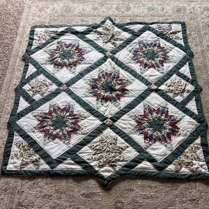 Handmade Green & White Patchwork Star Quilt
